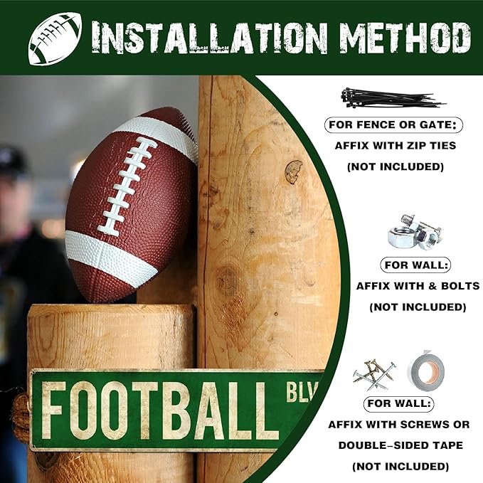 Football Gifts for Boys 8-12 Accessories Football Stuff Wall Decor for Boys Room Football Room Gear Teen Boys Birthday Christmas Vintage Wall Sign