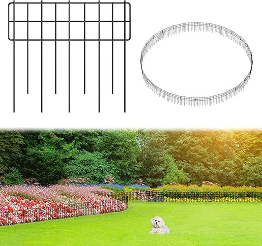 Decorative Fence Panel, 12.99"*11.97" No Dig Fences Barrier, Small Garden Fence Animal Barrier, Garden Border Edging Fences, Square 26 Pcs Black Metal Fencing, Dog Fencing Blocker for Yard, Flower Bed