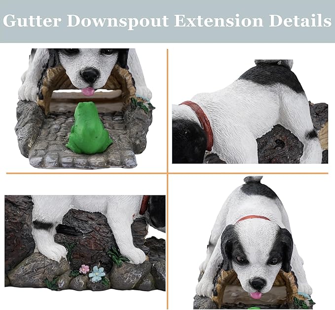 Funny Dog Gutter Downspout Extender Statue, Garden Animal Decor Gutter Extension, Splash Block, Eco-Friendly Resin, Outdoor Decor Sculpture, Gutter Diverter Rain Perfect for 3"x4" Downspout