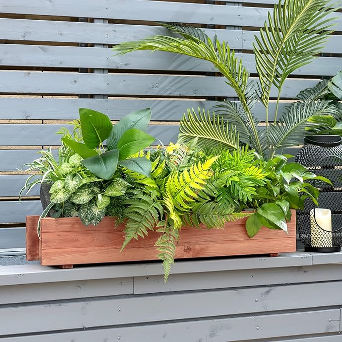 Giantex Raised Garden Bed Flower or Vegetable Planter Window Mounted Plant Box for Garden, Yard Wood Box for Planting (36" LX7 WX6 H)