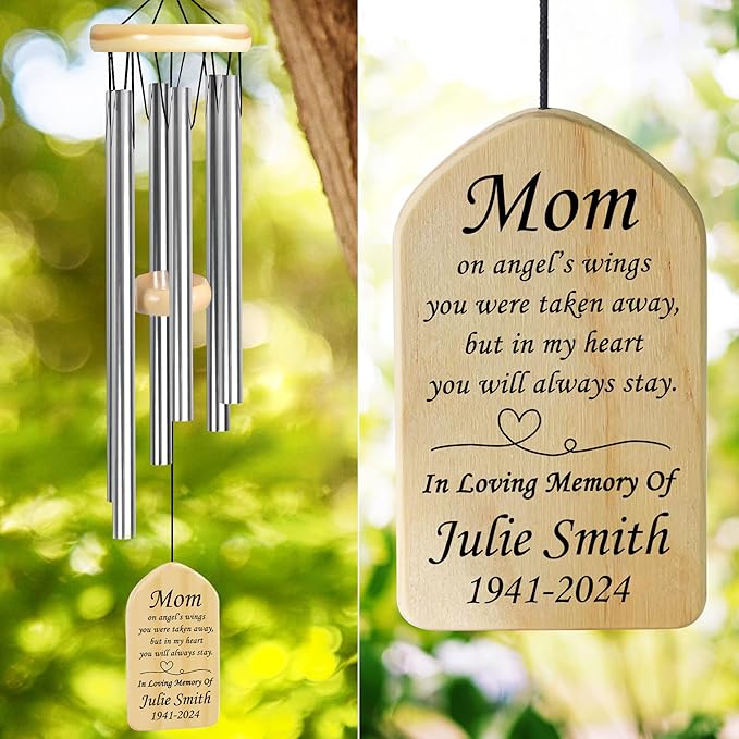 Memorial Wind Chimes for Loss of Mother, Sympathy Gift in Memory of Mom