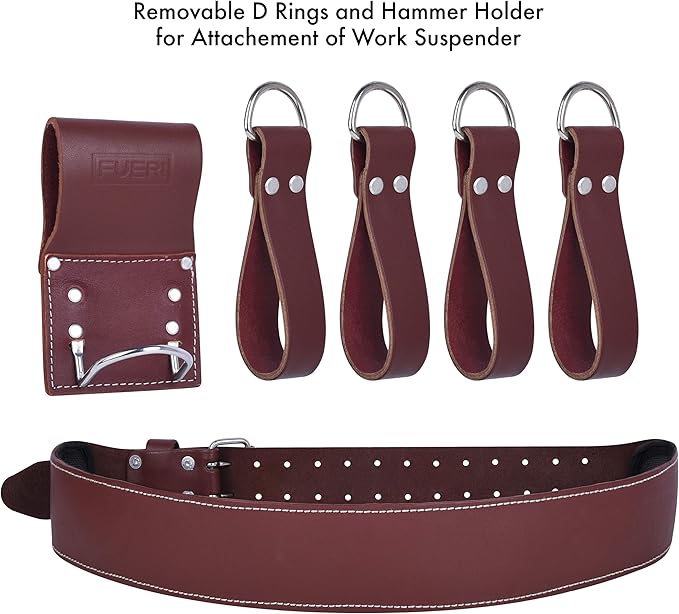 FUERI Leather Tool Belt Bags Pouches Heavy Duty for Men Construction Carpenter Electrician Framer Women Iron Worker