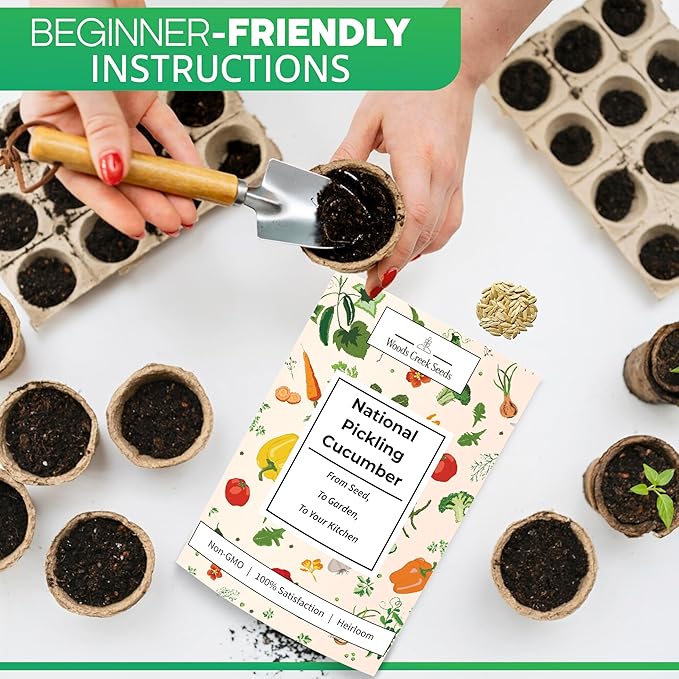 Woods Creek Seeds: National Pickling Cucumber Seeds for Planting - Over 90 Heirloom Cucumber Seed Pack - Non-GMO Pickling Cucumbers for Planting Indoors or Outdoors