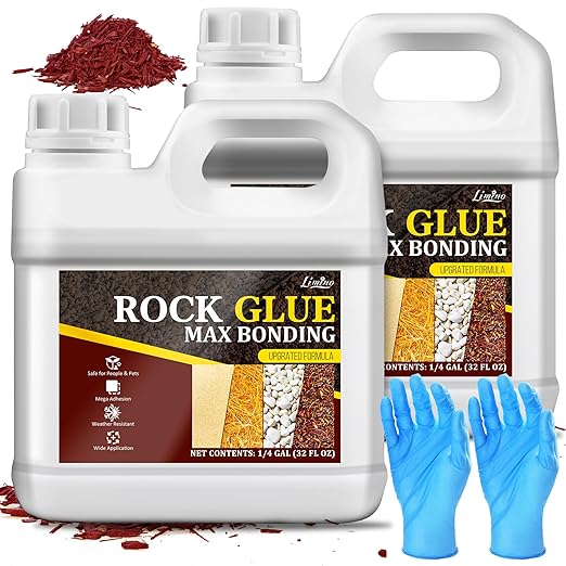 Rock Glue for Landscaping - Strong Mulch Glue for Pea Gravel Landscape, Concentrated Pea Gravel Stabilizer, Max Bonding Outdoor Mulch Binder for Walkways, Driveways, Garden, Patios, Yard (0.5 Gallon)
