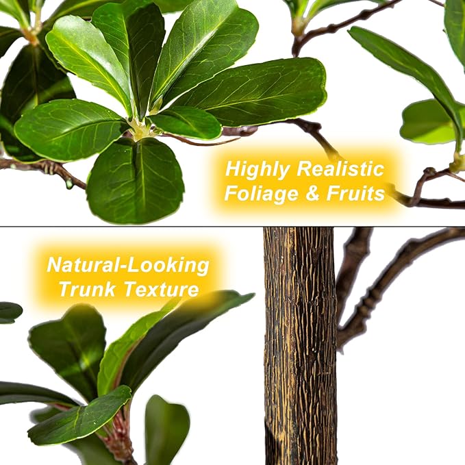 7FT Artificial Black Olive Tree Artificial Olive Plants, Tall Faux Olive Tree Faux Silk Plant Fake Plant Ultra-Realistic Silk Leaves & Natural Trunk Indoor Outdoor Use