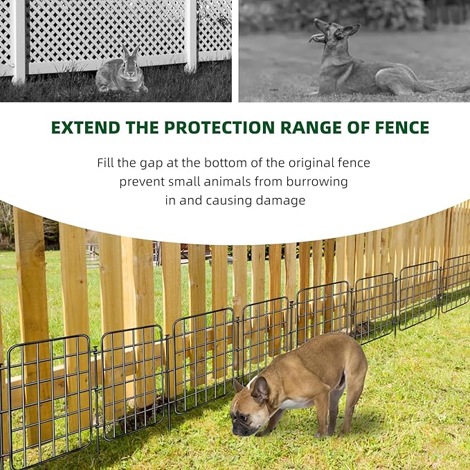 13ft x 17in Garden Fence Animal Barrier, 12 Panels No Dig Fence Border, Rustproof Metal Decorative Garden Fence with Ground Stake, Flower Bed Edging Border for Dog, Rabbit, Outdoor Yard Patio Decor