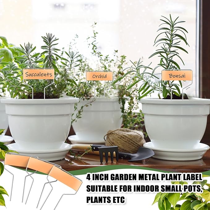 Moxweyeni 60 Pcs Metal Garden Tags Plant Labels for Garden Waterproof Plant Markers with 2 Permanent Pen Planting Nursery Tags Reusable Labels Stake for Plants(6 Inch)