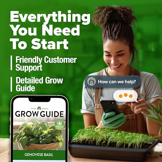 HOME GROWN Genovese Basil Seeds Pack 1,750+ High Germination Heirloom Seeds (Ocimum basilicum) Herb Seeds for Planting Indoor & Outdoor Gardening, for Culinary Use