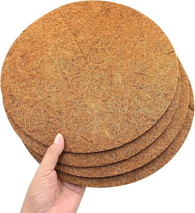 Coconut Fiber Mulch Discs for Plant Frost Cold Protection in Winter, 15.7inches/ 40cm Large Diameter Plant Protection Cover Coco Coir Mulch Ring, 4pcs Set