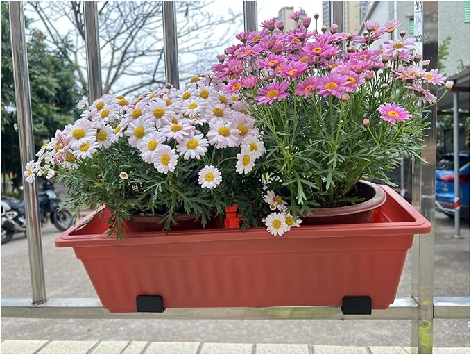 Balustrades Flower Box Supports, Planter Box Supports, Window Box Supports (6 Inches)，for Balustrades, Terraces, Decks, Balconies, Fences. (Black 2 PCS)