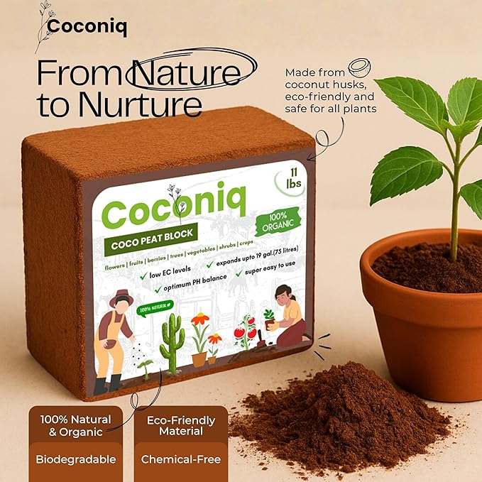 Premium Coco Coir Bricks 12 Pack - Lightweight Cocopeat for Garden Soil, Compressed Coconut Fiber Brick for Potting, Gardening, Planting, Seed Starting, Indoor & Outdoor Plants, Set of 12