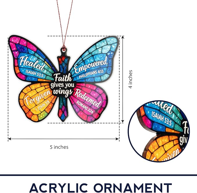 Christmas Christian Gifts for Women Ornament 2025 - Butterfly Gifts for Women, Christian Cross Christmas Ornament, Religious Christmas Ornaments, ONM-532-RST-ButterflyC
