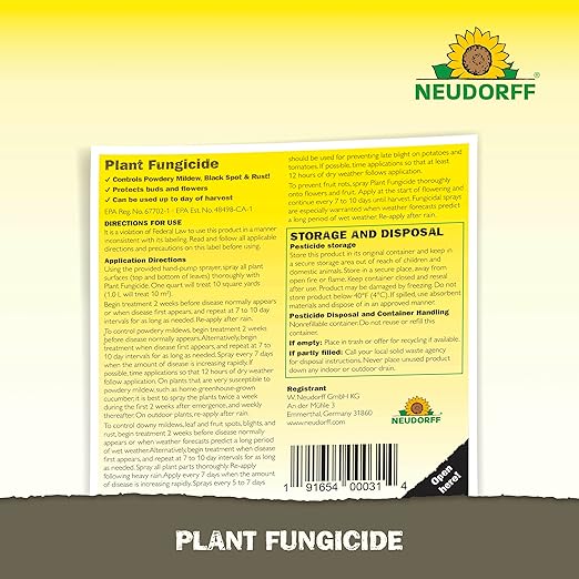 Neudorff Plant Fungicide Spray, Copper Soap Fungicide for Roses, Fruits & Vegetables Control Powdery Mildew and Other Diseases and Fungus for Organic Gardening, Ready-to-Use (32 oz)