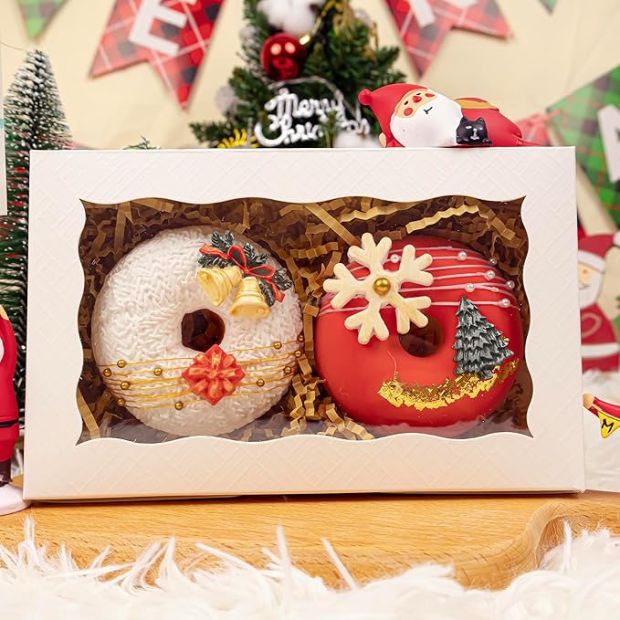 50pcs 7x4.5x1.5 Inches Cookie Boxes with Window White Dessert Boxes Pastry Boxes Small Gift Boxes Bakery Boxes Macaron Boxes Strawberry Boxes