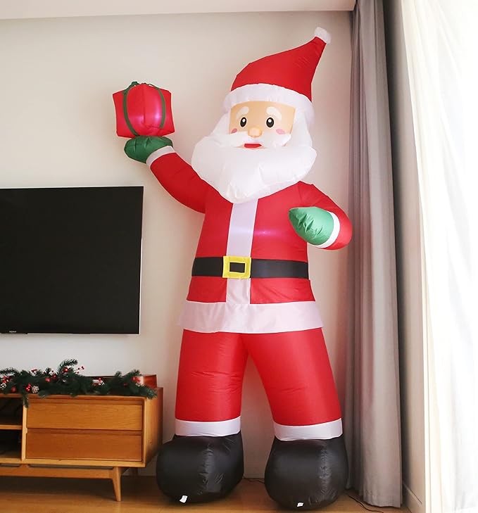 Christmas Inflatable Santa Claus 8 FT, Giant Christmas Inflatables Outdoor Decoration Blow Up, Build-in LED Lighted Santa with Gift Box Indoor Outdoor Home Garden Yard Xmas Holiday Decor
