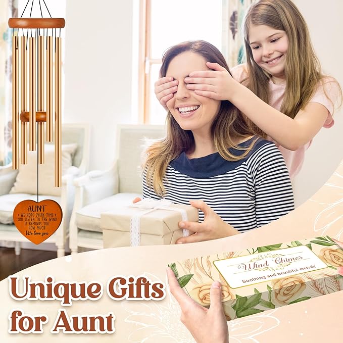 Aunt Gifts for Women, Birthday Gifts for Aunt from Niece Nephew, Unique Aunt Wind Chime Garden Decor, Mothers Day Christmas Thanksgiving