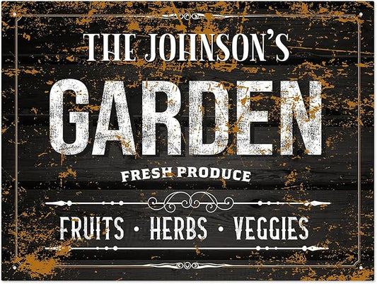 Custom Garden Sign, Christmas Gift, Personalized Text/Name for Farm and Backyard Décor Sign, 18x24 Inches, Rust Free .063 Aluminum, Fade Resistant, Made in USA by Sigo Signs