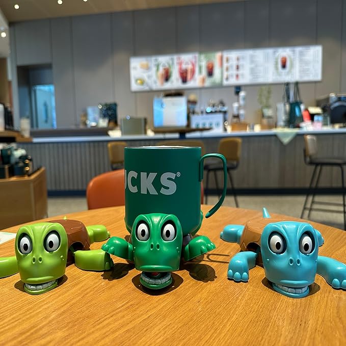 JOD® Turtle Cup Holder, Turtle Coaster with Funny Expression, 2 PCS Cup Holder with Liftable Limbs & Expressive Face for Turtles,Tortoise Lover Gag Gifts Home Decor (2PC-Green)