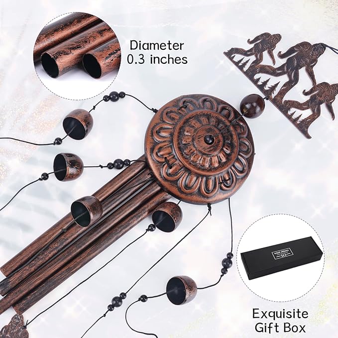 Bigfoot Wind Chimes Gift for Outdoor, Big Foot Gifts for Men Women Dad Grandpa, Memorial Gift Metal WindChimes for Outside Indoors Home Lawn Porch Patio Garden Decor Yard Decoration