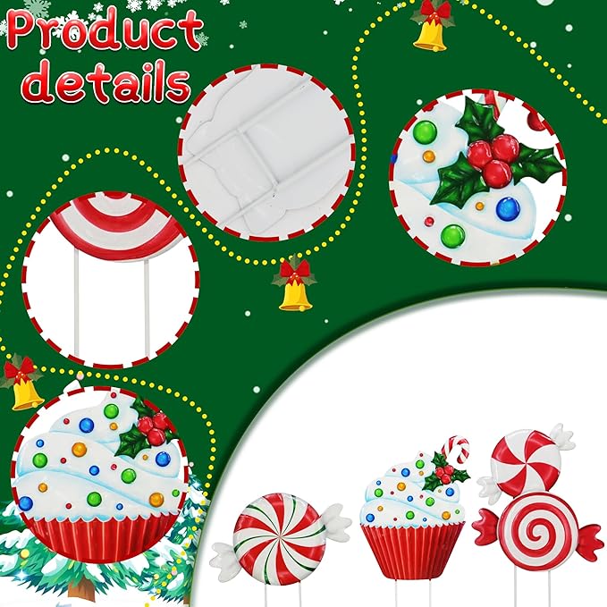Christmas Outdoor Decoration, Courtyard Garden Wooden Stake Outdoor Decoration, Courtyard Gift Candies, Cakes, Desserts Fun Stacking Wooden Stakes, Lawn