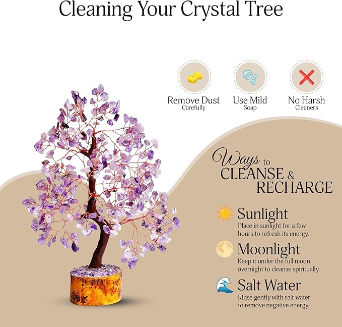 YATSKIA Amethyst Crystal Tree Stones and Crystals Tree of Life, Crystal Home Decor, Good Luck Gifts, Spiritual Gifts for Women