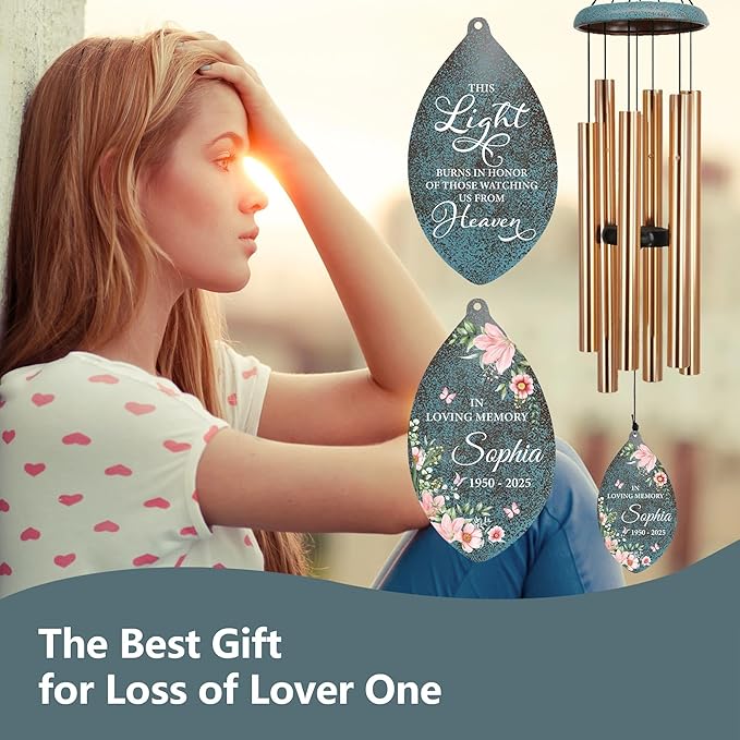 ASTARIN Wind Chimes for Loss of Loved One, Personalized Sympathy Wind Chime for Women, Windchimes Outdoors Deep Tones, Remembrance/Sympathy Gifts Loss of Mother