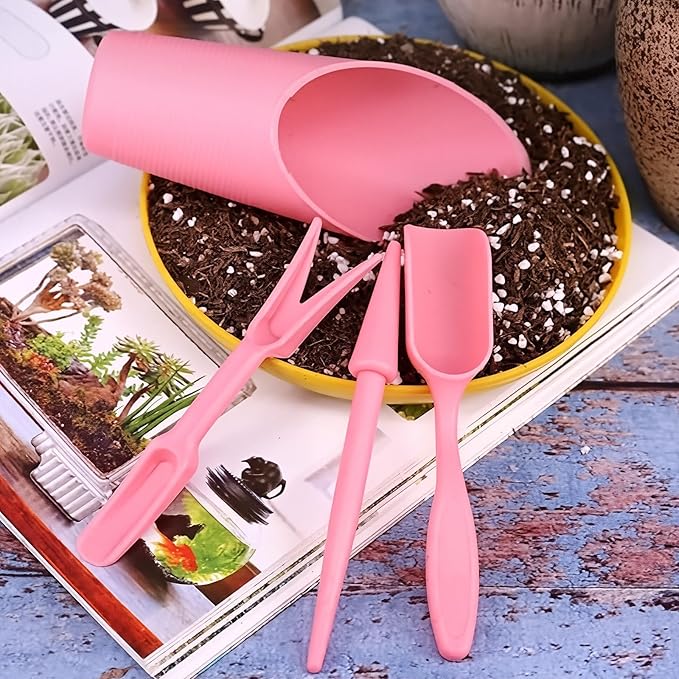 Bonsai Tools Transplanting Potting Bonsai Garden Shovel Hand Tools Bonsai Tree Kit Mini Garden Plant Care Shovel Soil（Pink）