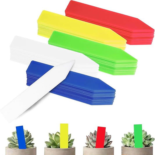 BEADNOVA Garden Tags 100pcs Plant Markers Multicolor Plastic Plant Tags for Potted Flower Pot Garden (4 Inch, 5 Colors)