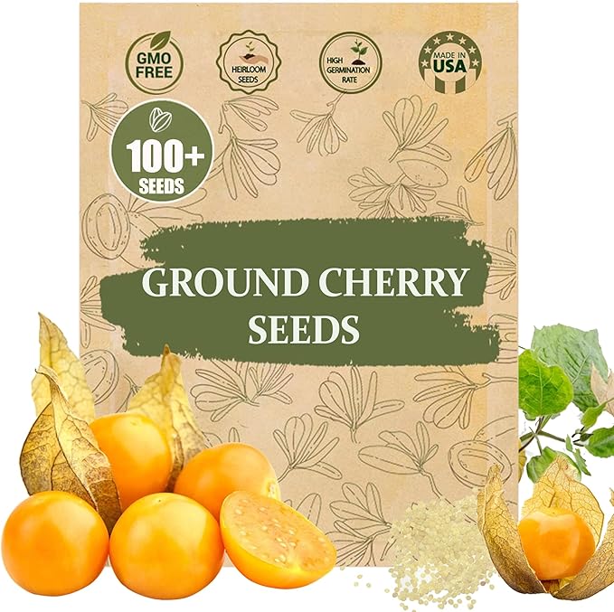 Premium Cape Gooseberry Seeds (Physalis peruviana) – 100+ Non-GMO Heirloom Seeds for Planting – Sweet, Tangy Ground Cherries with High Germination Rate
