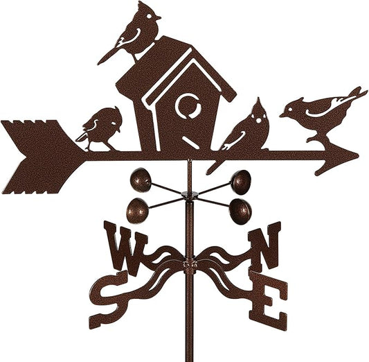 EZ Vane Birdhouse Weathervane — Roof Mount, Wind Cups, Antique Copper Finish, Steel with Durable Triple Powder Coating, Handcrafted in USA