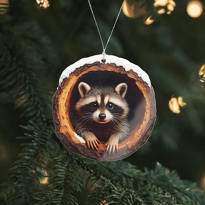 Funny Christmas Ornaments - Raccon Gifts - Raccoon Christmas Ornaments - Animal Lovers Ornaments - Racoon Ornament - Christmas Ornament 2025 - White Elephant Gifts - Xmas Tree Funny Decoration