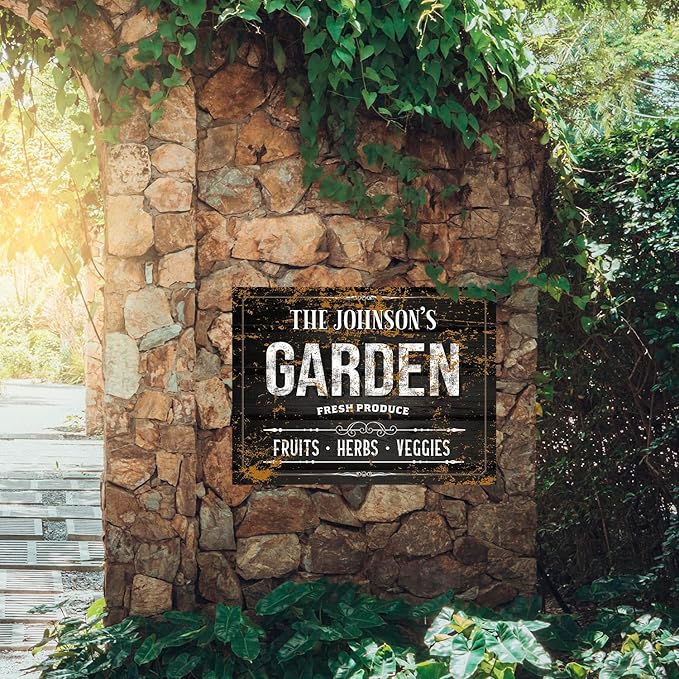 Custom Garden Sign, Christmas Gift, Personalized Text/Name for Farm and Backyard Décor Sign, 18x24 Inches, Rust Free .063 Aluminum, Fade Resistant, Made in USA by Sigo Signs
