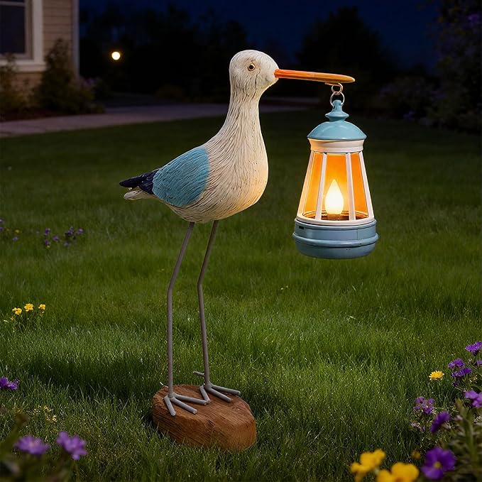Solar Seagull Statue for Garden and Home Decor,Funny Garden Decor Beach,Pool,Patio,Lawn,Yard,Porch,Perfect Garden Gift