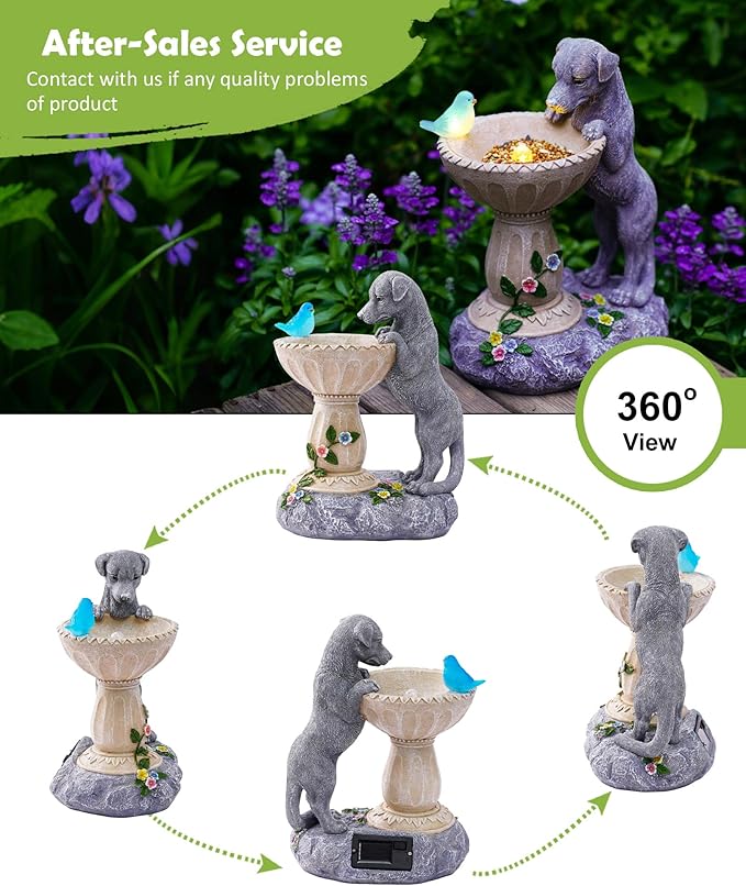 Nacome Solar Dog Garden Decor: Outdoor Statues Ornaments for Outside Decorations Yard Art Lawn Porch Patio Balcony - Birthday Gifts Choice for Mom Grandma Women Lover