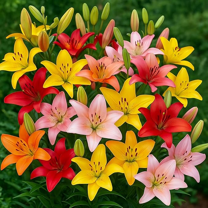 Asiatic Lilies Mix (10 Pack of Bulbs) - Freshly Dug Perennial Lily Flower Bulbs
