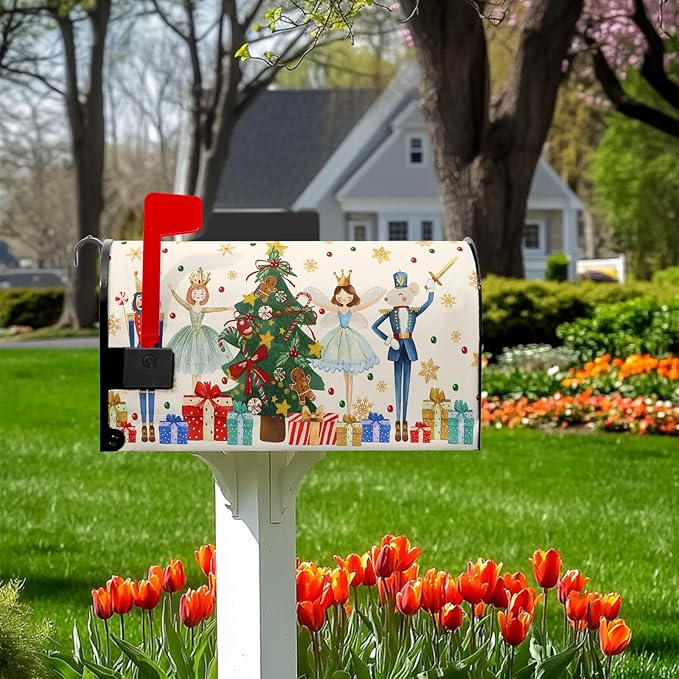 Christmas Mailbox Magnetic Covers Merry Christmas Mailbox Cover Xmas Tree Mail Box Wrap Standard Size 21x18 inch for Garden Outdoor Yard Decor
