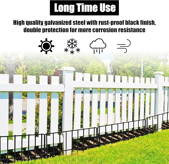 Confote Animal Barrier Fence, 10 Pack 10.8ft(L) x 12.6in(H) Decorative Garden Fence Rustproof Metal No Dig Fencing Border for Landscape Patio Yard Outdoor