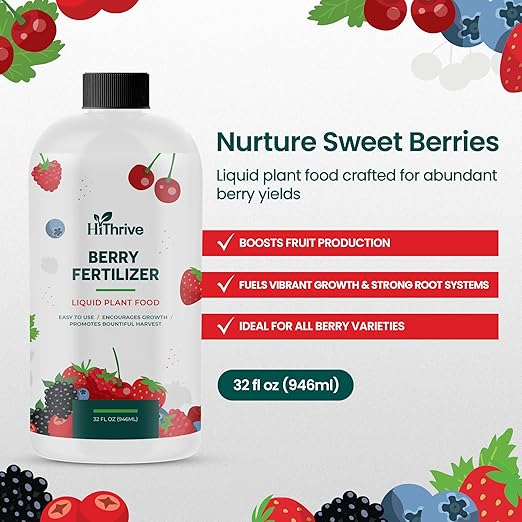 32oz Berry Fertilizer - Makes 32 Gallons of Fruit Tree Fertilizer for Elderberry, BlackBerry & More, Nutrient-Rich Liquid Plant Food for Strong Roots, Healthy Growth, and Flavorful Fruits