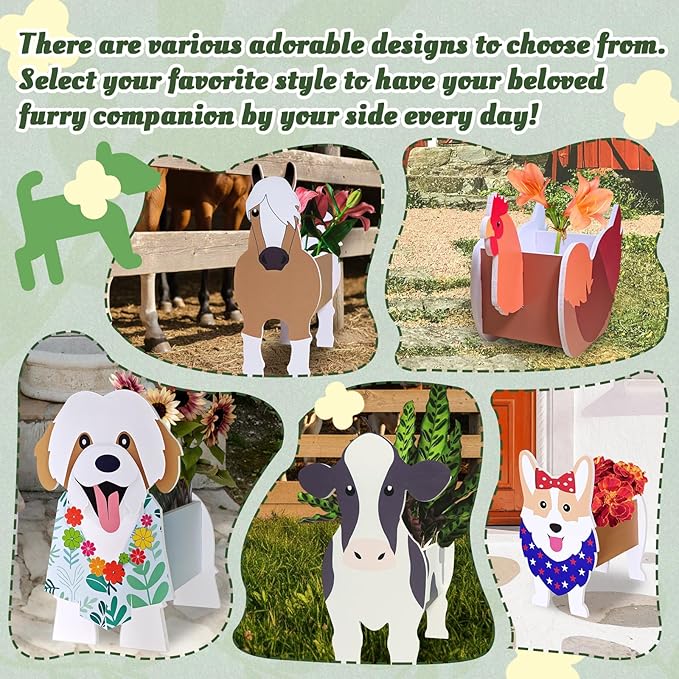 Cow Planter, Cute Animal Shape Flower Planters, Plant Pots for Indoor/Outdoor Garden Decor, Unique Gifts/Souvenirs for Pet Lovers (Dairy Cow 2D)