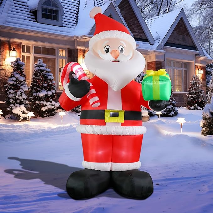 WONDER GARDEN 9.84 FT Christmas Inflatable Outdoor Decorations Christmas Santa Claus Blow Up Yard Decorations with LED Lights for Xmas Holiday Party Garden Patio Lawn Decor