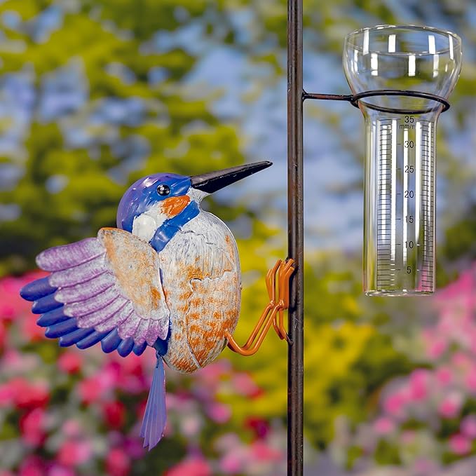 Zaer Ltd. Decorative Iron Bird Garden Stake in 5 Styles (Bird Skye with Rain Gauge)