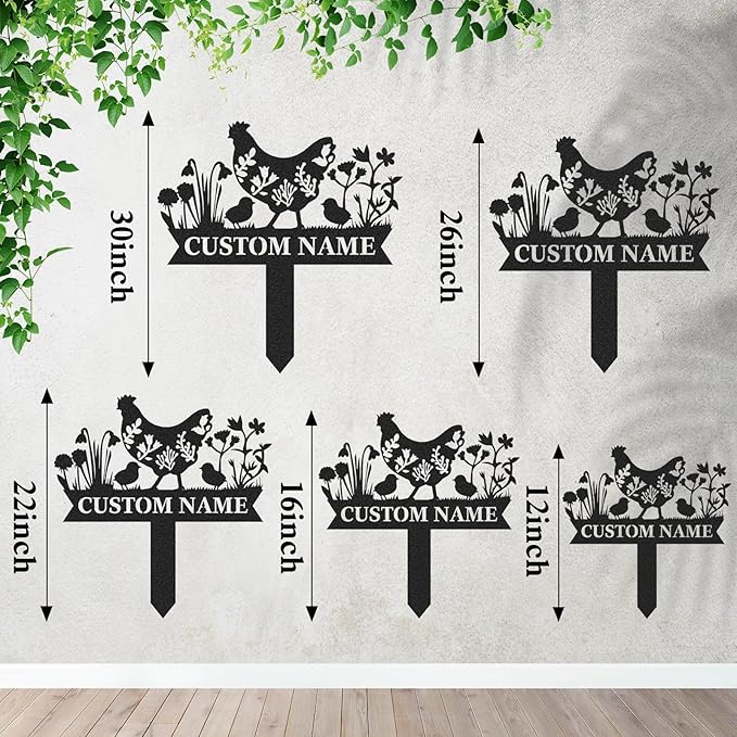 Personalized Metal Chicken Coop Sign, Custom Name Chicken Coop Signs for Outside, Decorative Garden Stakes, Metal Yard Art, Backyard Farmhouse Decor, Chicken Gifts for Women Man Color11