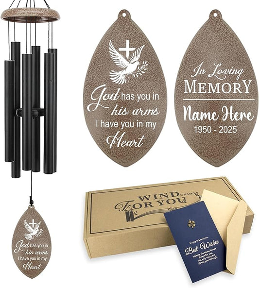 ASTARIN Personalized Sympathy Wind Chimes, Sympathy Gifts for Loss Mother Wife Husband, Deep Tone Large Personalized Wind Chime for Indoor Outside, in Loving Memory of Loved One