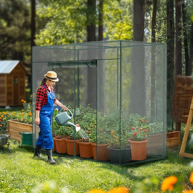 Crop Cages for Garden Plant, 6.6x3.3x6 Ft Plant Protection Tent with Zippered Door, Raised Bed Cover, Garden Bed Cover with Frame, Wind-Resistant Plant Cages for Outdoor Plants Vegetable Flower