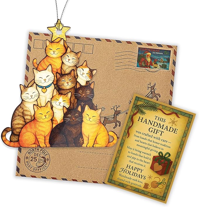 Funny Christmas Cat ornaments 2025 - Cat christmas ornament - Cat ornaments for christmas tree - Gray Orange Tuxedo cat for christmas decor - Funny Christmas ornaments 2025 - Christmas Decoration