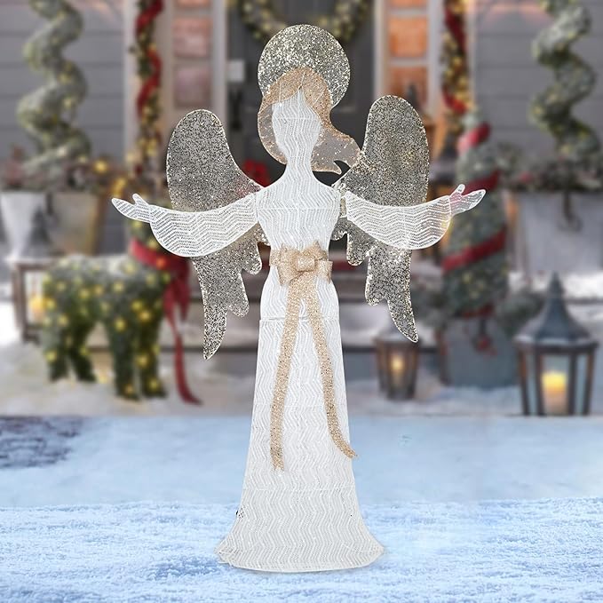 Christmas Outdoor Decorations Lighted Angel 48" Xmas LED Warm Lights Decor Indoor, Large Outdoor Holiday Decorations for Home, Yard, Garden, Porch