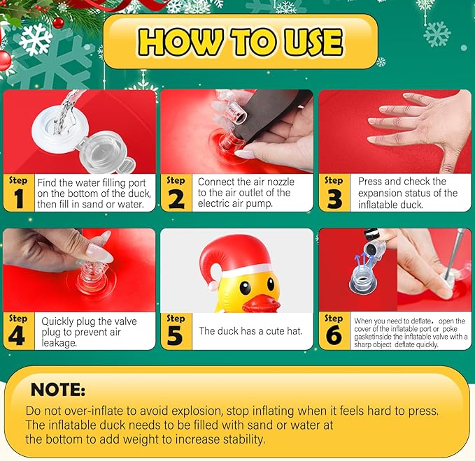 1 Pcs 4.6 Feet Christmas Giant Inflatable Snowman Duck Outdoor Decorations,Huge Blow Up Yard Yellow Duck with Red Snowman Cloth Pool Float for Indoor Christmas Holiday Party Garden Patio Lawn Decor
