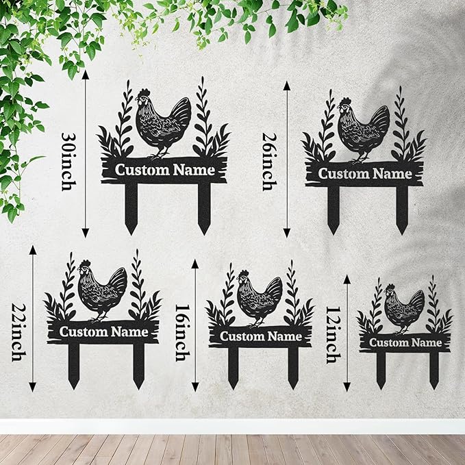 Personalized Metal Chicken Coop Sign, Custom Name Chicken Coop Signs for Outside, Decorative Garden Stakes, Metal Yard Art, Backyard Farmhouse Decor, Chicken Gifts for Women Man Color03