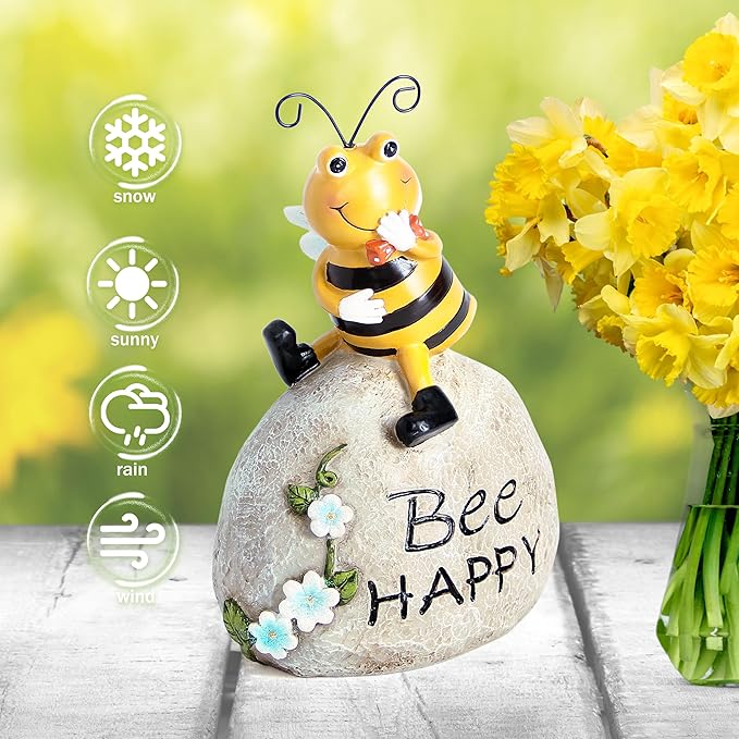 Garden Decor Bee Outdoor Statues Sculpture Bumblebee Figurine for Patio Lawn Porch Yard Backyard Honey Bees for Insect Lovers Gifts Garden Ornaments for Home Decor Spring Summer