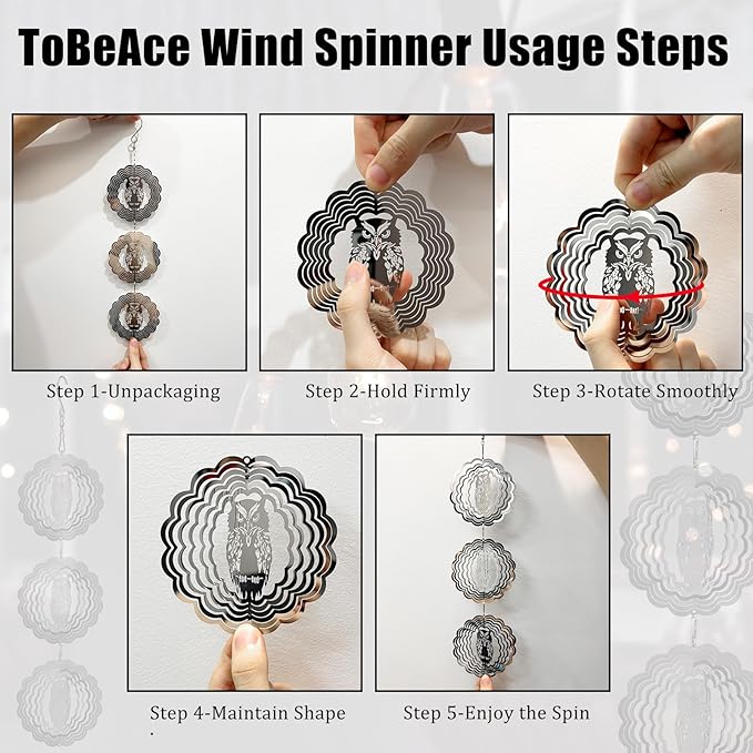 Owl Bird Deterrents for Outside,3D Stainless Steel Wind Spinners Outdoor Decor,Reflective Bird Scare Discs Set,Shiny Bird Reflectors to Keep Woodpecker Pigeon Away from House Patio Yard Porch